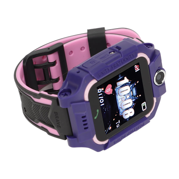 Børnetelefonur HD Touchscreen GPS-positionering SOS Vandafvisende Børne Smartwatch med skridttæller Cam Alarm Lilla