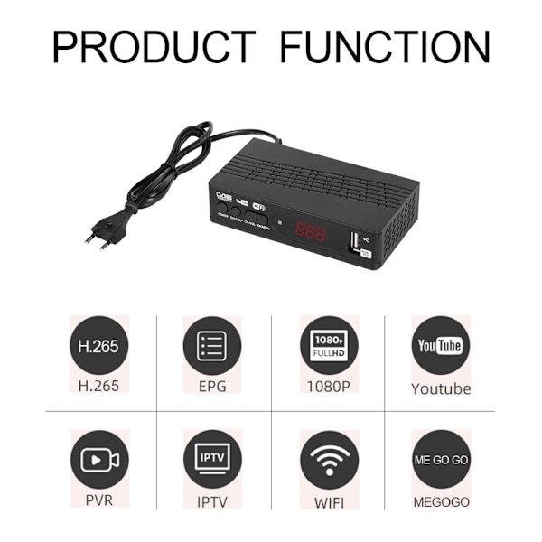 1080P Set Top Box Digital TV Receiver DVB T2 Antenne Tuner