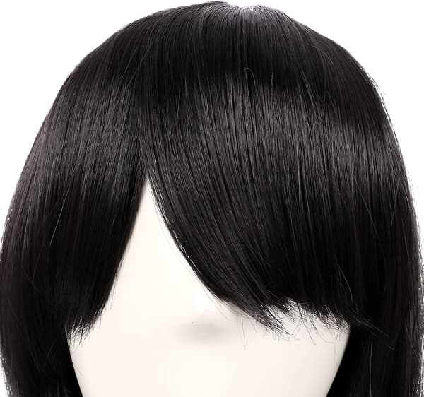 70 cm pitkä, kihara peruukki sivupäällä, musta, naisille Black 28"