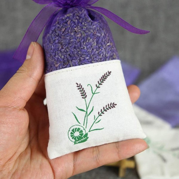 20 tyhjän pellava- ja organzapussin set laventelille -