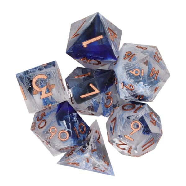 7 st Resin Tärningsset Transparent Polyhedron Clear Number Välbalanserad bärbar tärningssats för bordsspel