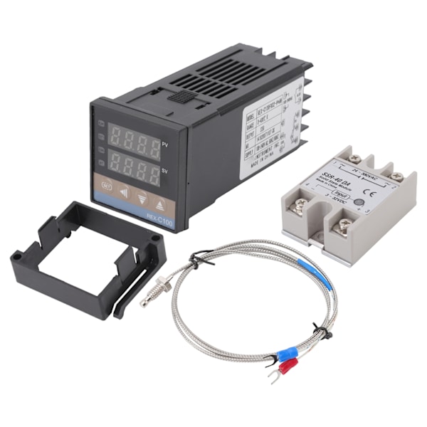 PID Termostat Temperaturregulator Set 0‑400℃ Digital temperaturregulator med termoelementrelä AC100‑240V 40A