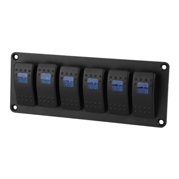 Blå LED-vippebryterpanel for bil RV Båt Yacht Marine