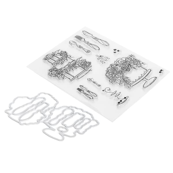 Transparent Stempel TPR Preget Scrapbook Servisemønster Dekorasjon med Knivform