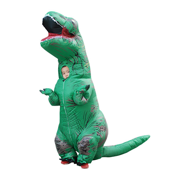 Dinosauruspuku T Rex Ilmapallo Dinosauruspuhallusasu Halloween Cosplay Party Joulupukki 120‑140cm Vihreä