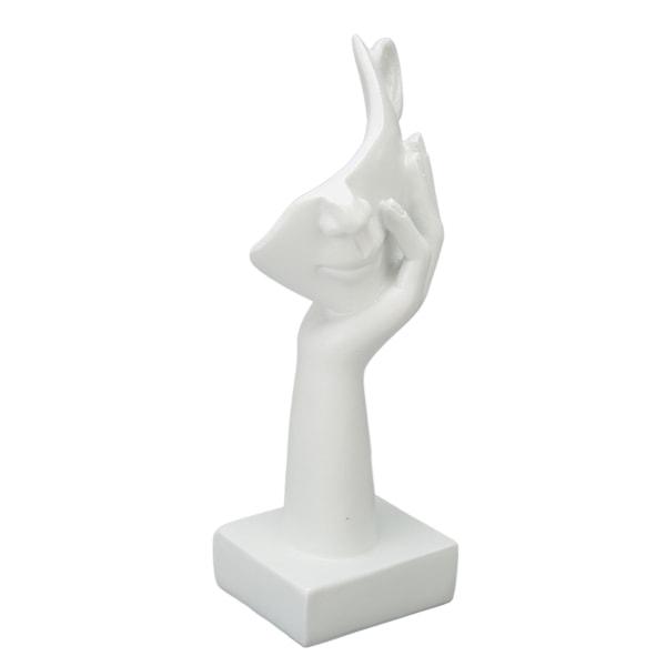 Tenker Ansikt Statue Resin Ansikt Skulptur Figur Borddekorasjoner for Stue Soverom Kontor Skrivebord Hvit