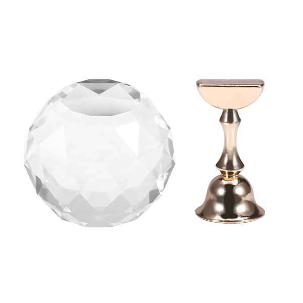 Magnetisk Spids Holder Øvelsesstativ Base Legering Holder Nail Art Display Hvid sfærisk krystal