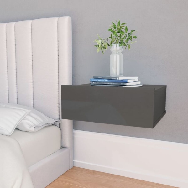 Flydende sengebord Skinnende grå 40x30x15 cm Agglomere