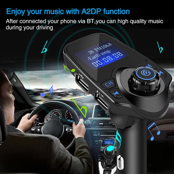 T11 Bluetooth Trådløs Håndfri Bilsæt MP3-afspiller FM-sender USB-oplader