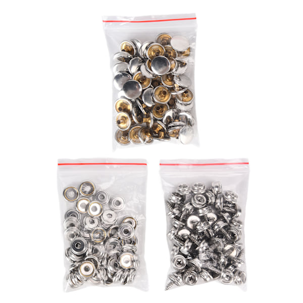 50 set Tryckknappar Rostfritt Stål Silver Oxidationsbeständighet Sömnadstillbehör för Trä Plast