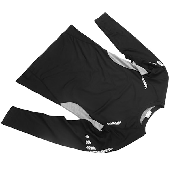 Træningsskjorte Langærmet M Fitness T-shirt Sort Grå Behagelig at bære Åndbar Sports T-shirt i Kunst Silke til Løb