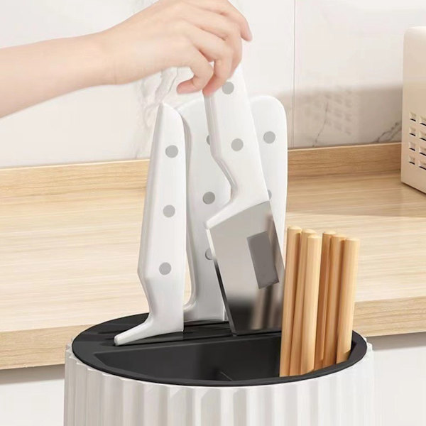Roterande knivhållare Plast Universal Multifunktionell Köksätpinnar Knivblock Utensil Stand