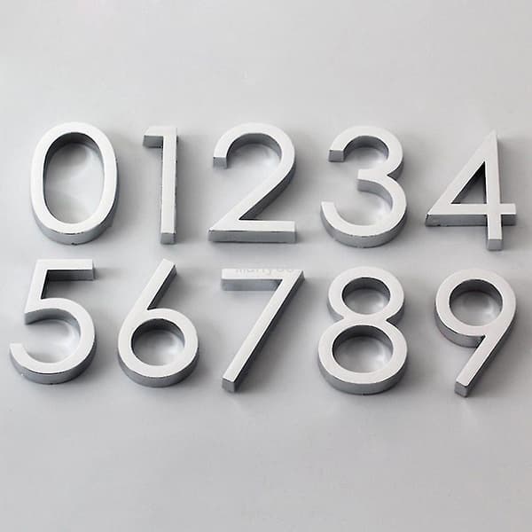 Moderni itsekiinnittyvä ovennumerotarra numerolla 9 hopeana [LD]