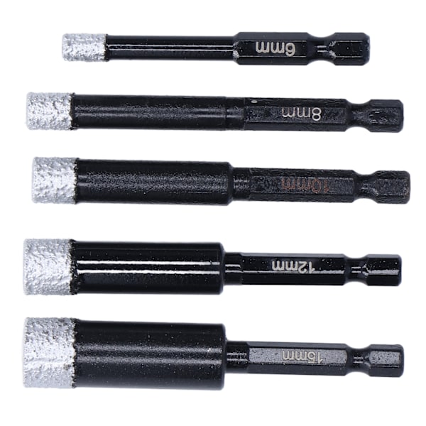 5 stk/sæt Diamant Hulsav Hexskaft Granit Hulåbner til Keramiske Fliser Marmor 6 8 10 12 15mm