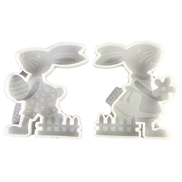 Kanin som holder egg, blomsterkombinasjon, gipsform, silikonform, K9Z8[LD] A 2pcs