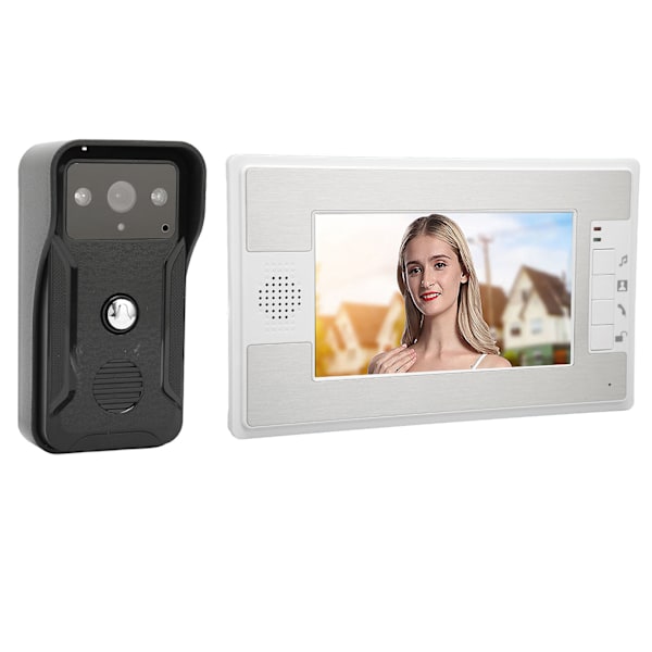 Videodørtelefon Dørklokke 7-tommer farve TFT LCD Nattesyn Video Intercom Monitor til Hjemmesikkerhed 100‑240V UK-stik