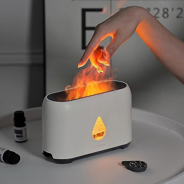 Flame Aromaterapi Maskine Flame Luftfugter Aromaterapi Atmosfære Lampe Skrivebord Husstand Mute Luftfugter Gave White