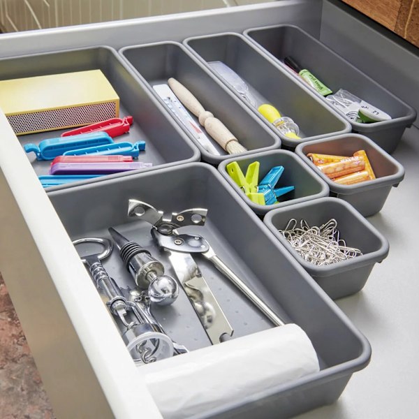 8 stk Interlocking Bins Smart Interlocking Oppbevaringsbokser Skuff Organizer