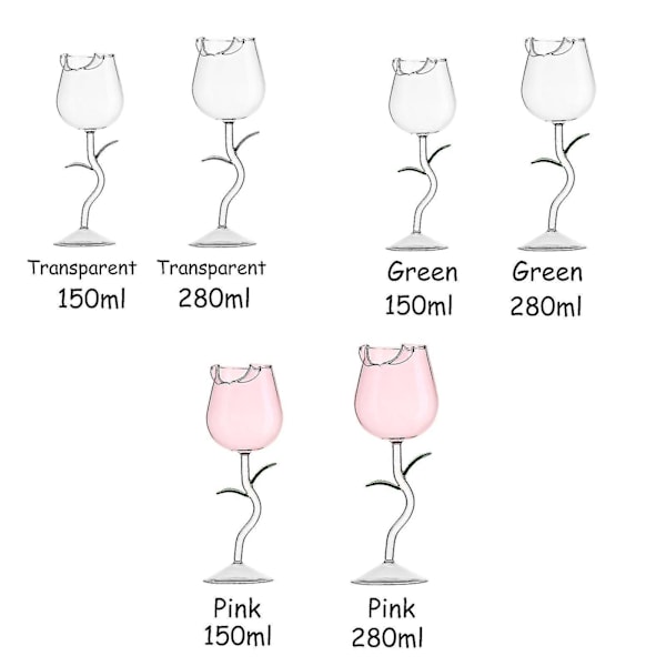 Transparenta rosformade vinglas för bröllopsfest - Kreativa 150 ml och 280 ml dryckesglas