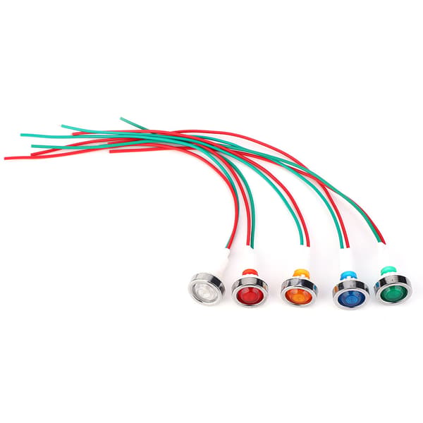 LED Pilotlampe Strømindikatorlys 15 stk 12V DC 10mm med ledningskabel