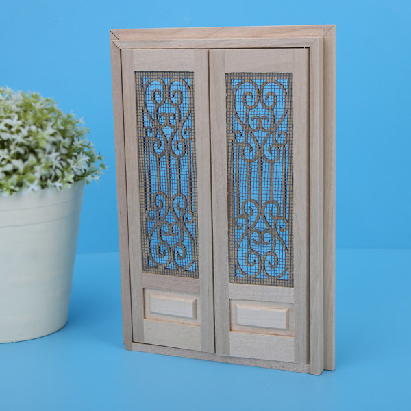 DIY 1: 12 dockhus miniatyrer ihåliga trädörr set barn rolig leksak presentdekor