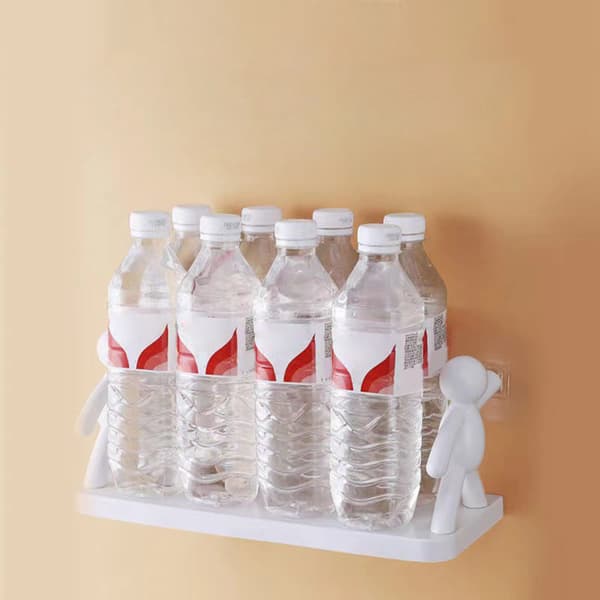 Wall Mounted Shelf Hole Free Installation Small Doll Shape Large Capacity Plastic Stable Load-Bearing Storage Rack White