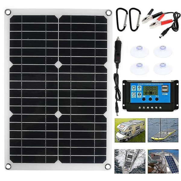 20w 30a Solpanel Solar Batteri Lcd Controller Kit Multifunktionell Solar Laddare för Rv Camping Car Adventure Outdoor Solar panels and controllers