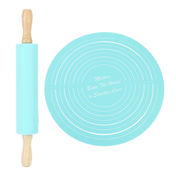Large Silicone Rolling Pin Kneading Mat Baking Tool for Kitchen Blue