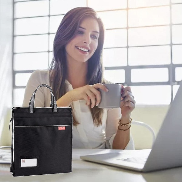 Lynlås Business dokumenttaske Vandtæt fil håndtaske Multi Purpose kontormappe Black