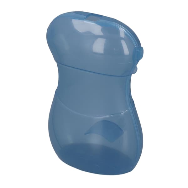 Babysikker holder for juiceboks Forhindrer søl Støtter selvfôring Multifunksjonell matposeholder Blå