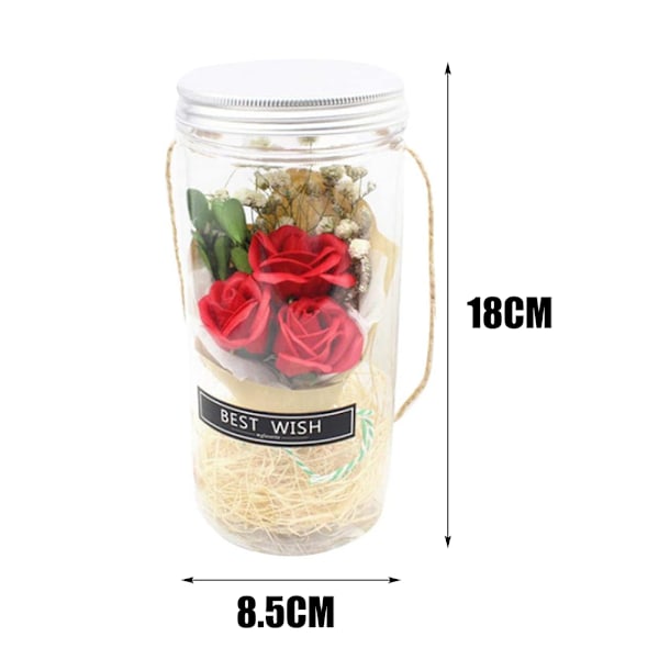Håndlavet sæbeblomstbuket LED-lysstreng i flaske med ophængningsreb til Valentinsdag Bryllupsdag Fødselsdagsgave