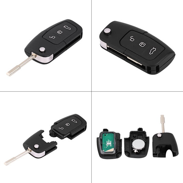 3-knapps fjärrnyckelring 433MHz med Chip 4D60 för Ford Focus