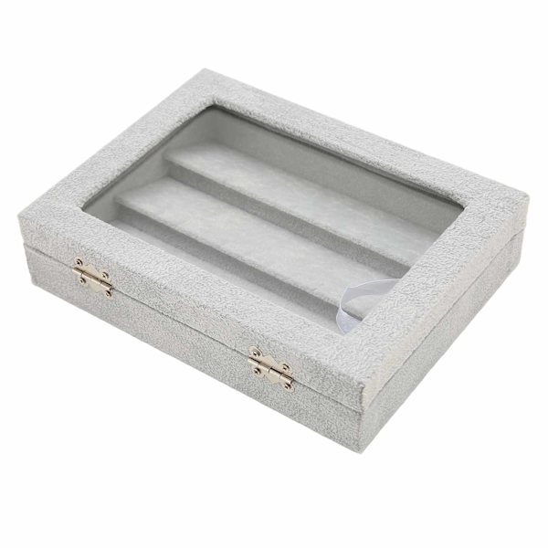 Pin Vitrine Skab Organiseret Opbevaring Transparent Glasdæksel Støvsikkert Medalje Displayboks til Hjemmesmykker Grå Lille