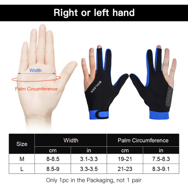 Biljardikäsine Liukumaton ja hengittävä urheilukäsine Superelastinen 3-sormen urheilukäsine sopii vasempaan tai oikeaan käteen, malli: harmaa M