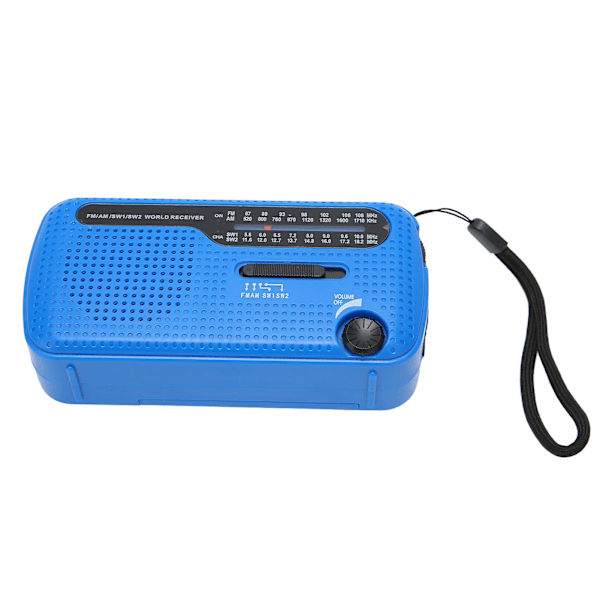 Handvev Solar Radio AM FM SW1 SW2 Camping LED Ficklampa Multiband Camping Emergency Radio för OutdoorBlue