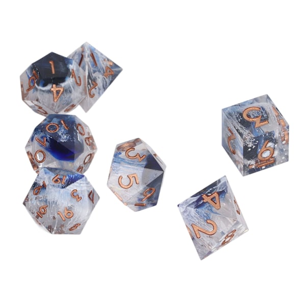 7 st Resin Tärningsset Transparent Polyhedron Clear Number Välbalanserad bärbar tärningssats för bordsspel