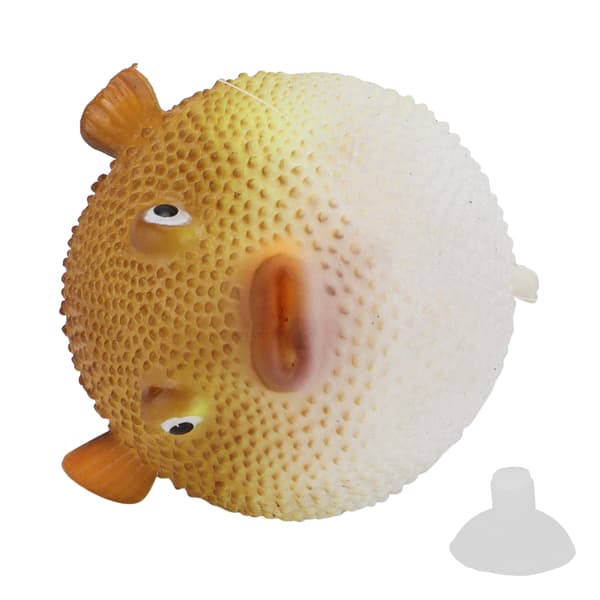 Akvarium Pufferfisk Lysende Simulation Gummifisk med Sugkop til Akvarium Orange