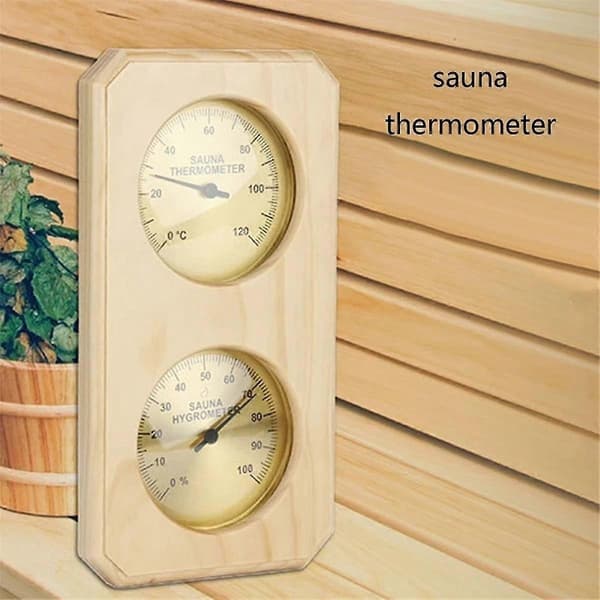 Saunatermometer 2 i 1 Træ Saunahygrometer Indendørs Celsius Termometer og Hygrometer
