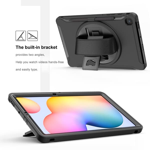 Etui med roterbart stativ til Kompatibel med Samsung Galaxy Tab S6 Lite Sort
