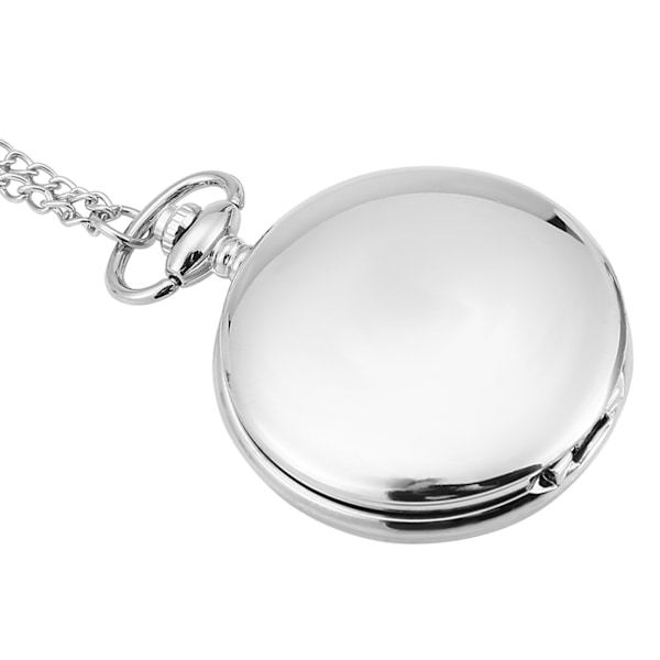Klassisk Quartz Analog Glat Lommeur Halskædevedhæng med Kæde Sølv