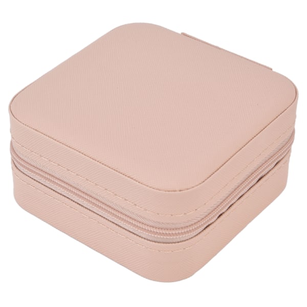 Kannettava vetoketjullinen korurasia 4 lokeroa Suuri kapasiteetti Osastovarastointi Pehmeä vuori Mini korurasia matkalle Nude Pink