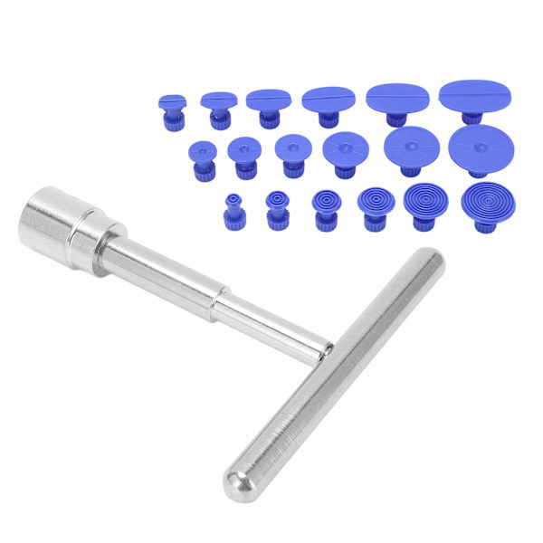 Paintless Dent Removal Puller T-Bar with 18 Pcs Pulling Tabs Kit Auto Body Damage Repair Hand Tool