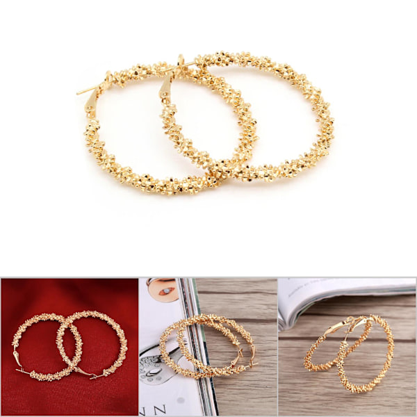 Kvinnor Big Hoop Örhängen Large Loop Circle Legering Smycken Örhängen (guld)