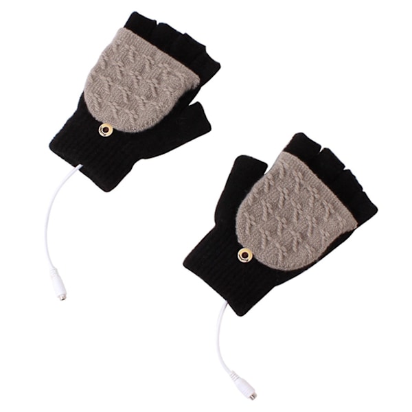 USB-lämmitteiset talvihanskat miehille ja naisille - Musta