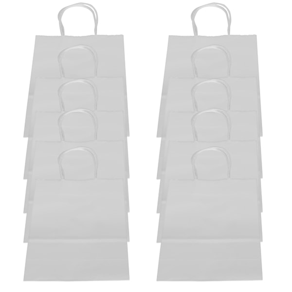 10 stk Bærbare Kraftpapirposer Emballage Gavepose Tilbehør til Shopping Fødselsdagsfester 15 x 8 x 21 cm Hvid