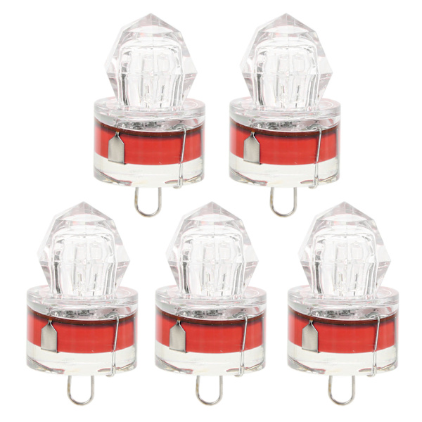 5 st Fiskedragljus Diamantform LED Korrosionsbeständighet Autoöppning Blinkande basdrag Ljusröd