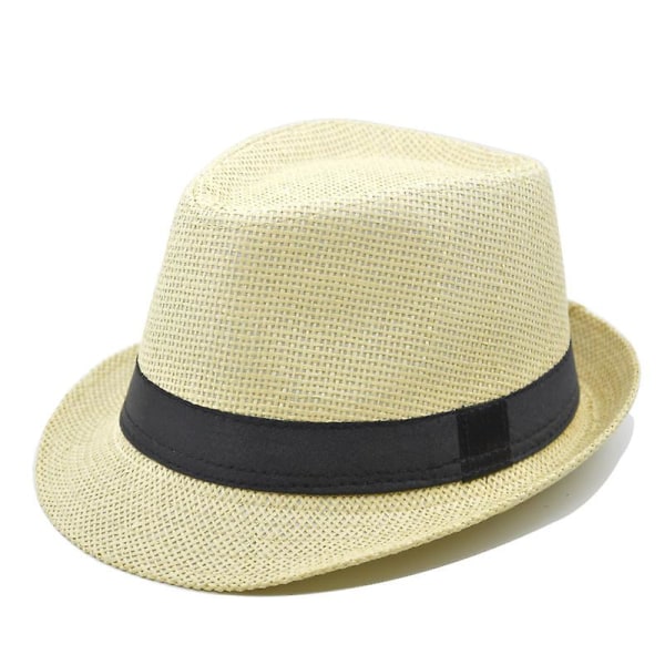 Fedora-hatt for menn og kvinner Sommerstrandhatt Jazzhatt Solhatt yellow 56-58cm