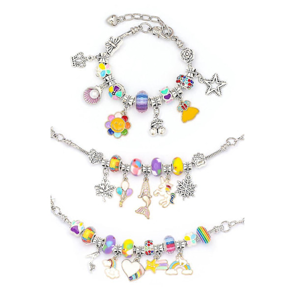 Charm Armbånd DIY Håndværk Smykke Gave Sæt til Børn Piger Teenagere - Lilla