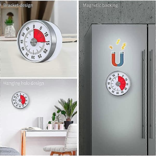 Magnetisk køkkentimer til børnemadlavning 60 minutter mekanisk visuel nedtælling