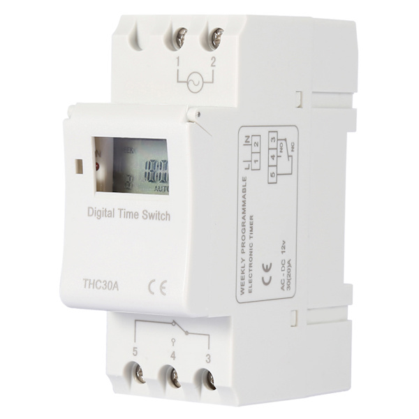 THC 30A Digital Timer Switch Programmerbar Elektronisk Tidkontrollbrytare (12V)